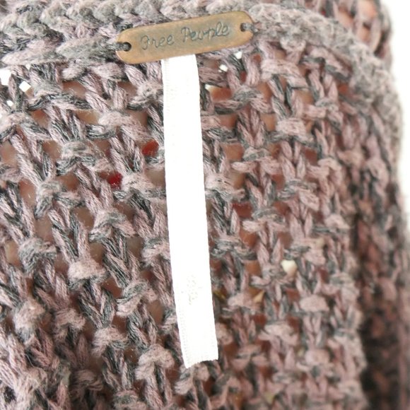 Free People Open Knit Purple Crewneck Balletcore Slouchy Sweater Small - Picture 9 of 11